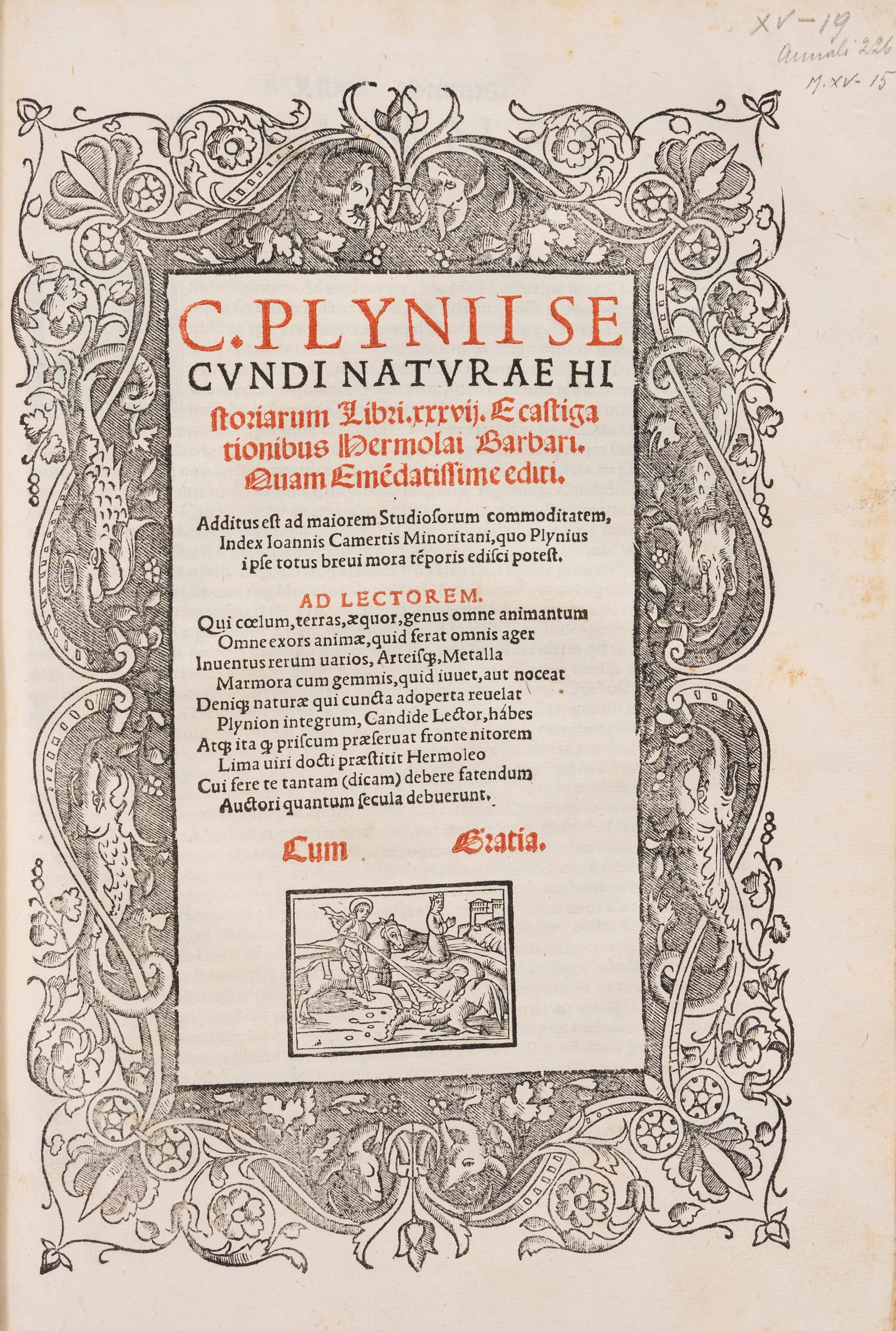 Naturae historiarum libri xxxvij - Prima pars Pliniani indicis