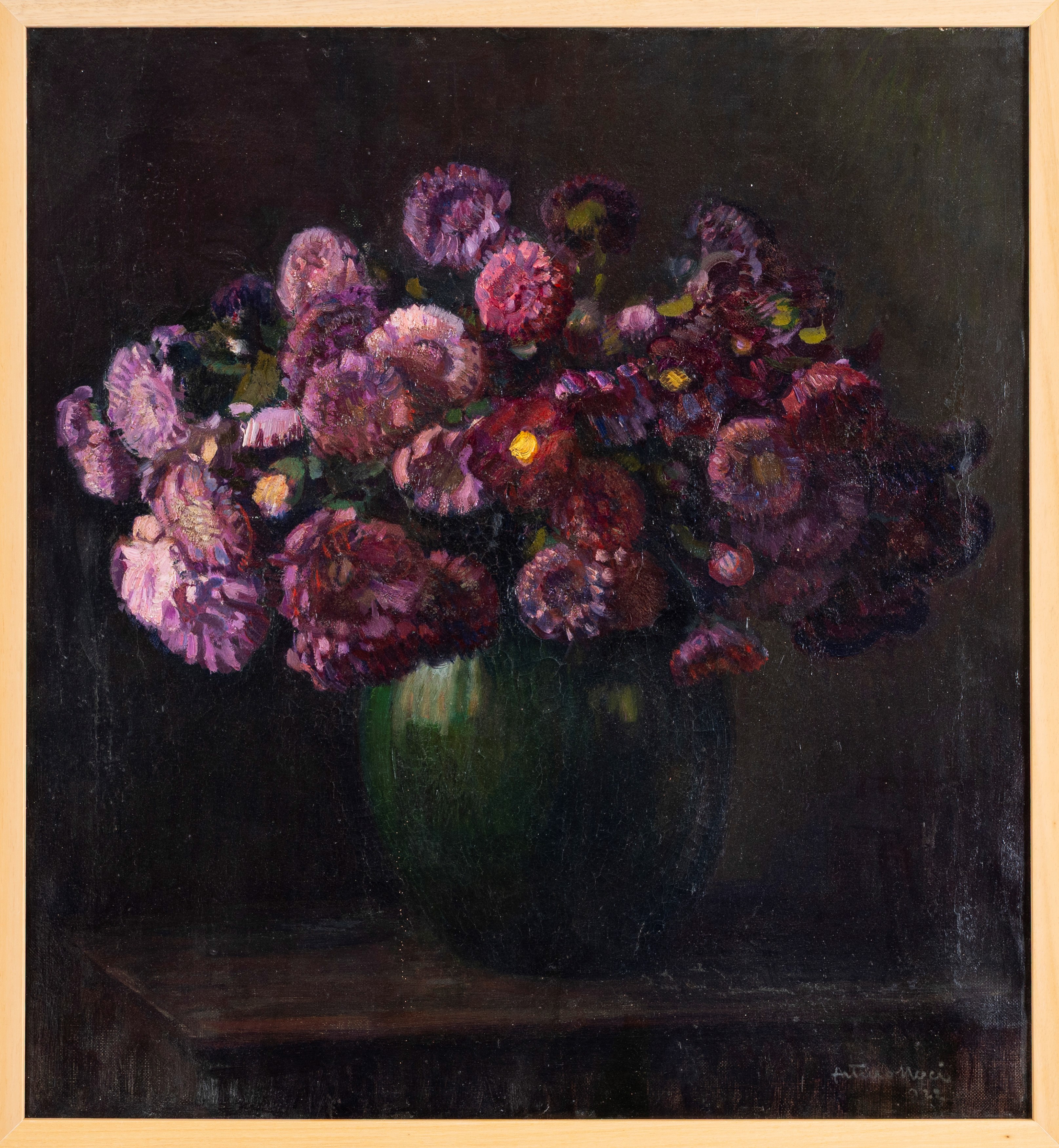 Arturo Noci - Il vaso di fiori viola, olio su tela (1922)