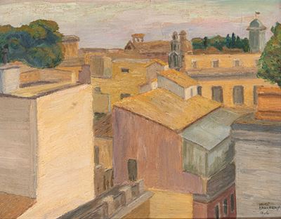 I tetti di Roma, olio su compensato (1954)