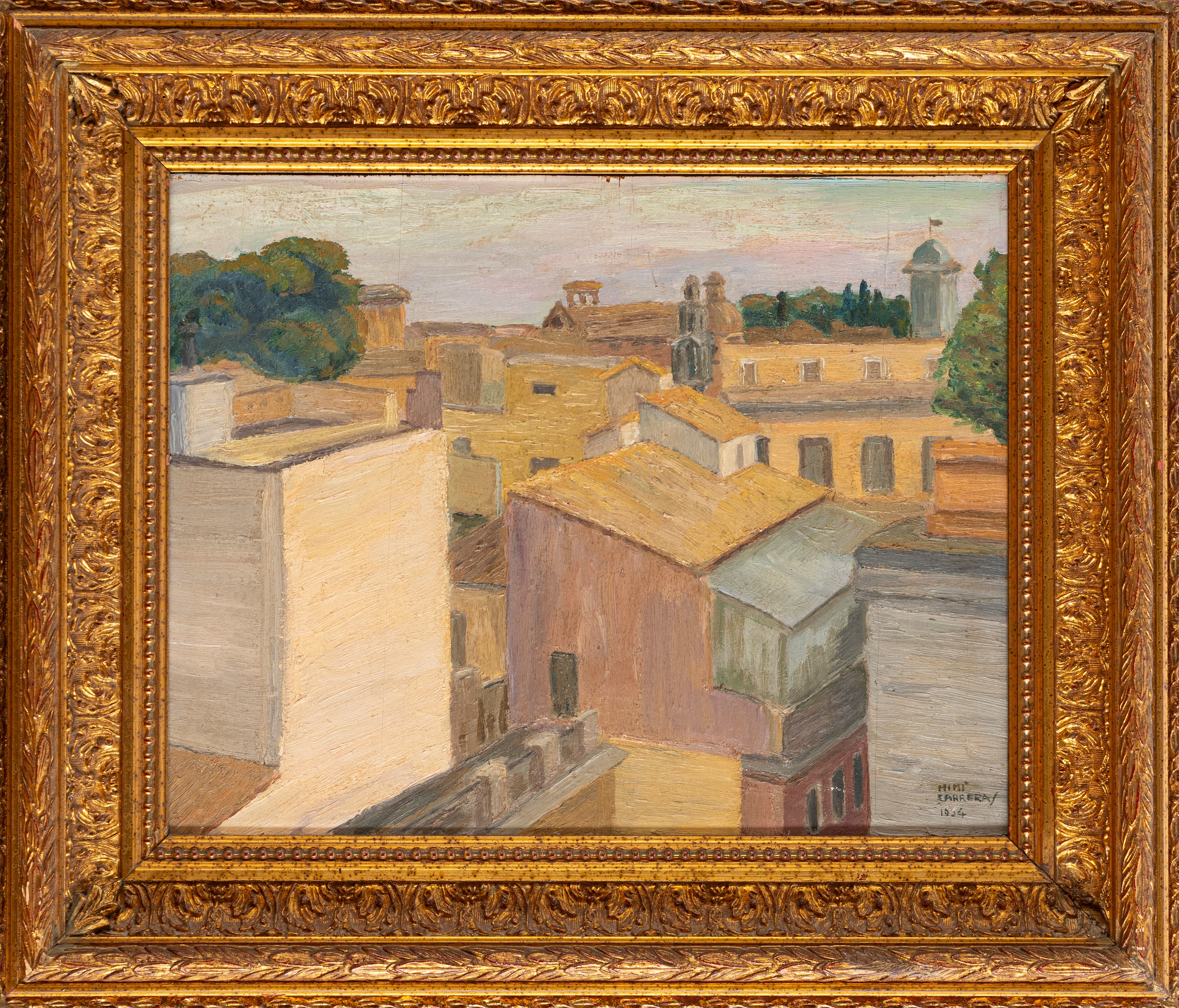 Mimì (emilia) Carreras Amato - I tetti di Roma, olio su compensato (1954)