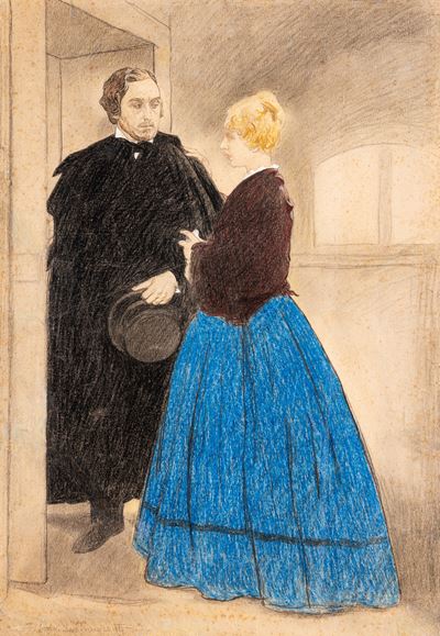 Giuseppe Verdi e Margherita Barezzi (studio a carboncino, pastelli e biacca su cartoncino)