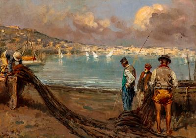 Pescatori sulla riva