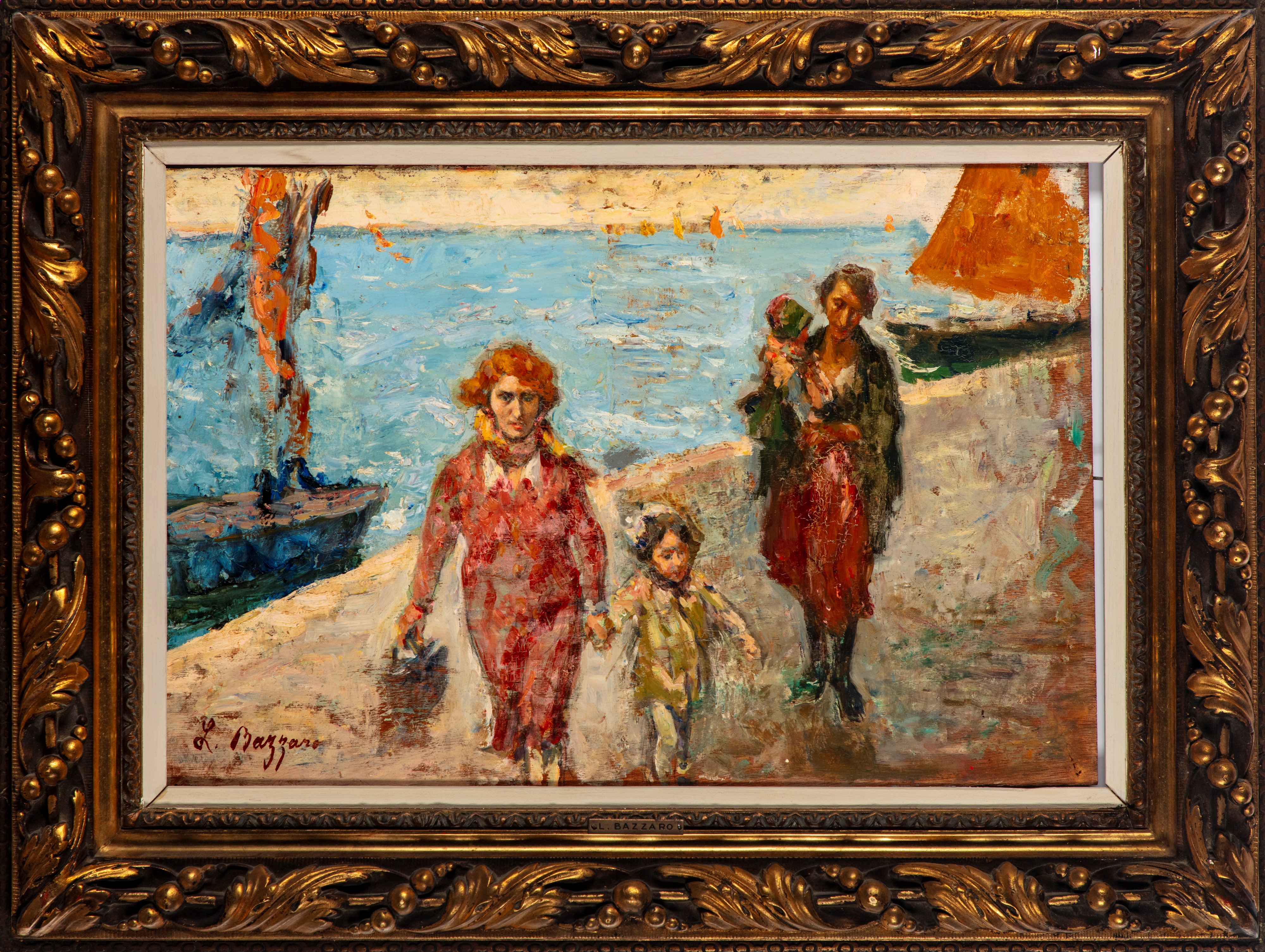 Leonardo Bazzaro - A Chioggia, olio su compensato
