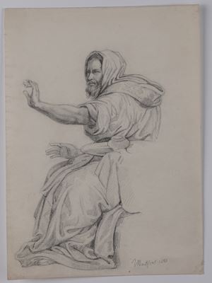 Studio per figura di arabo con braccio alzato