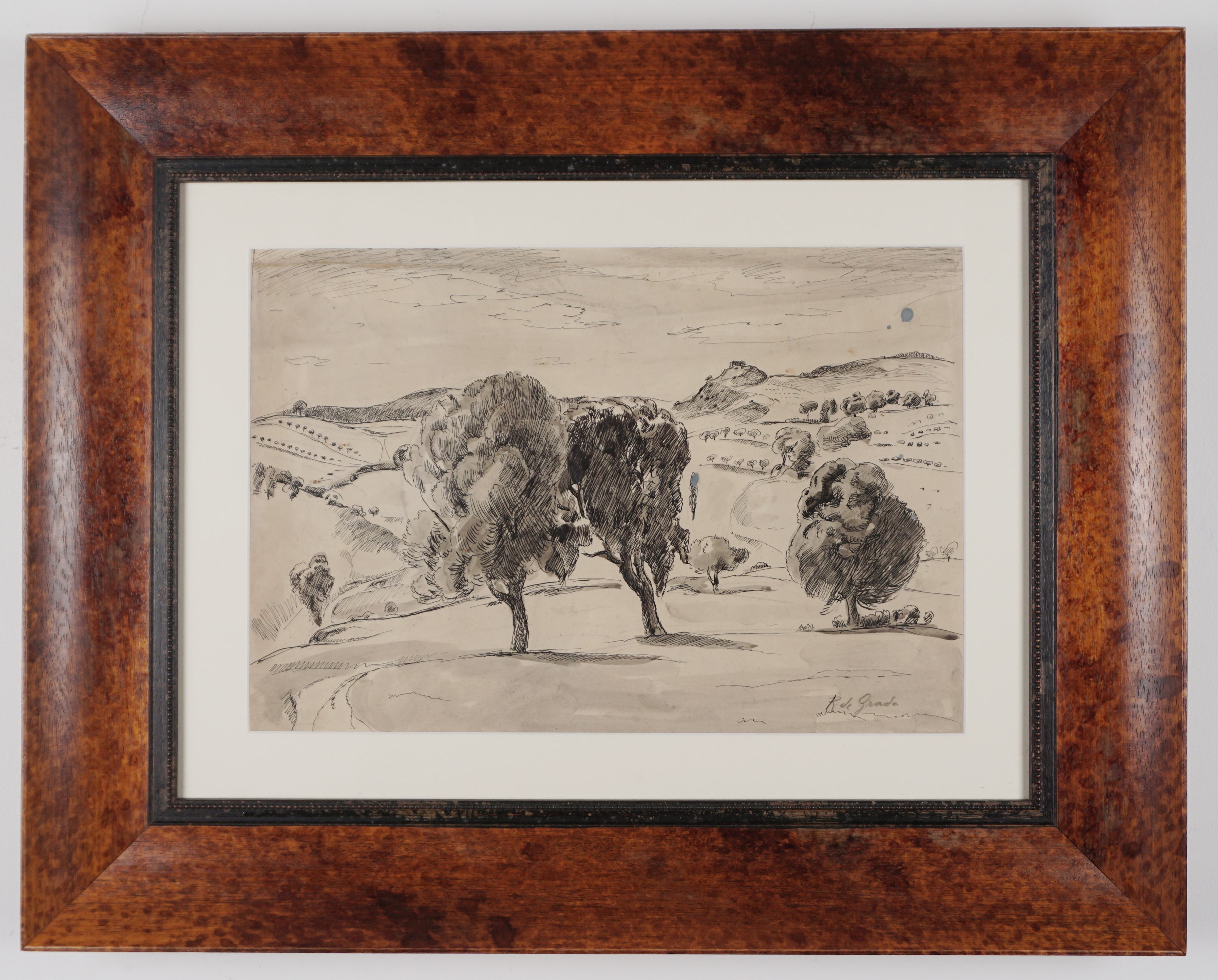 Paesaggio con alberi in primo piano