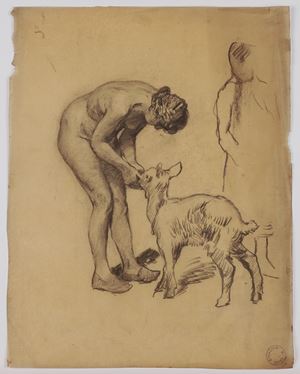 Studio di contadinella con capretta