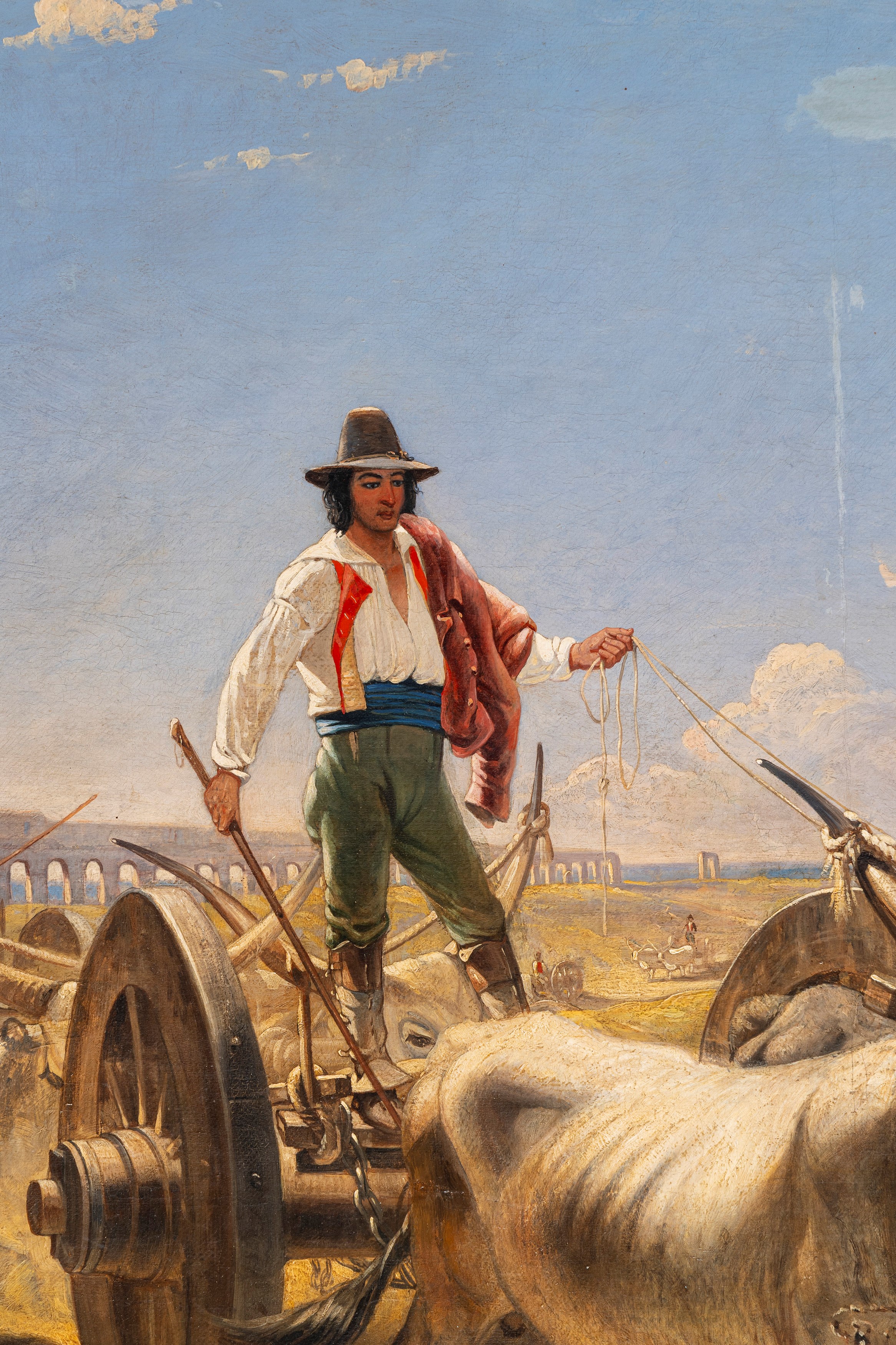 Charles Coleman - La sfilata dei buoi nella Campagna romana, olio su tela