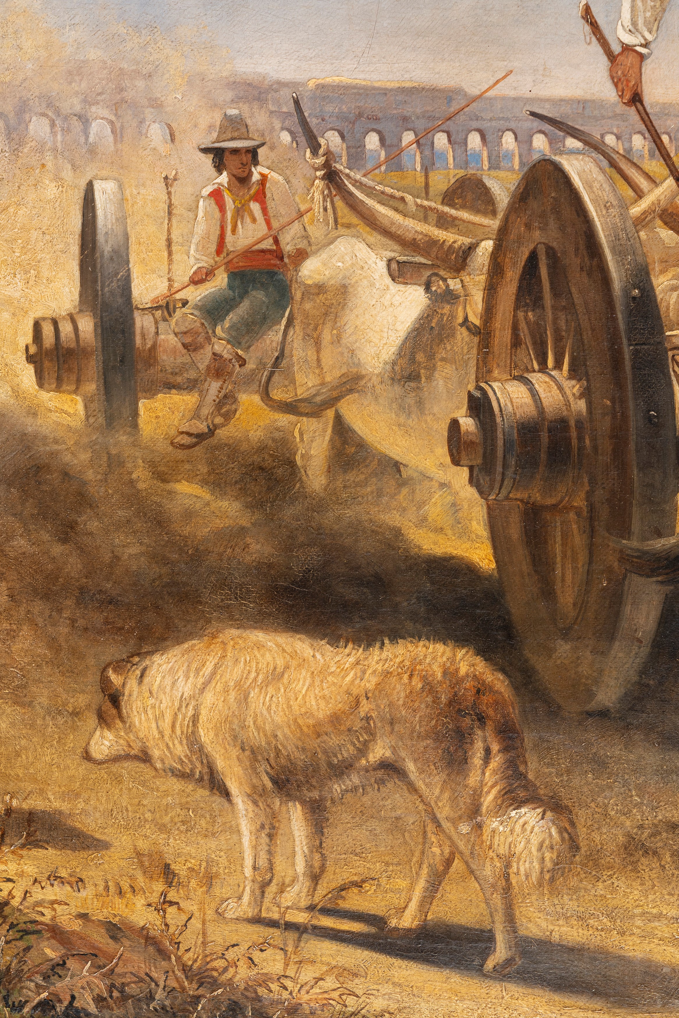 Charles Coleman - La sfilata dei buoi nella Campagna romana, olio su tela