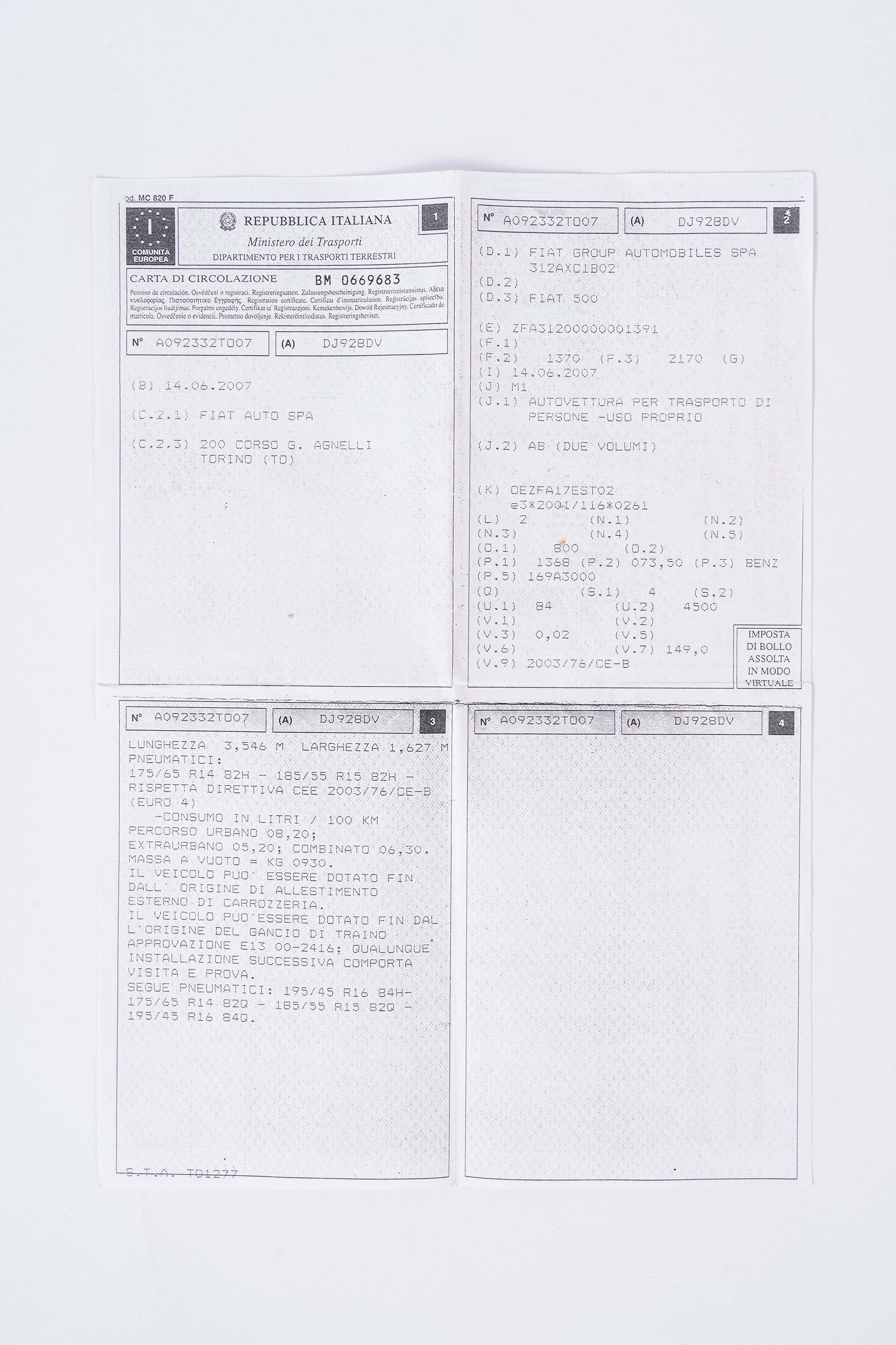 Fiat 500 Sport Personale di Lucio Dalla
