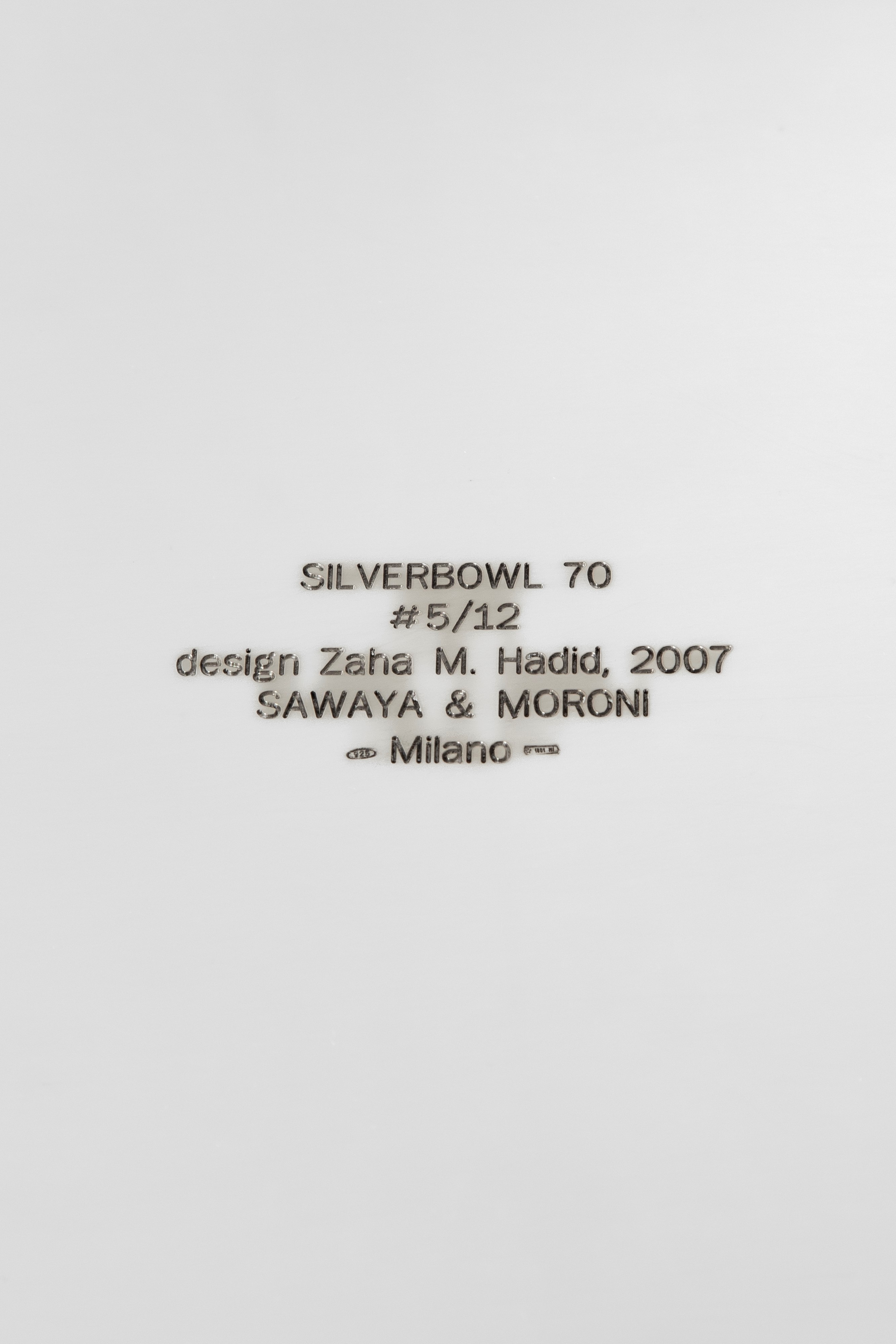Zaha Hadid - Silver Bowl 70 (edizione limitata #5/12), argento 925/1000, 2007