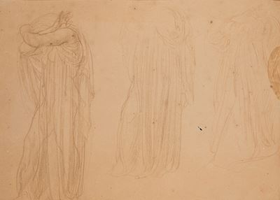 Studi per la copertina per “Notturno” di Gabriele D’Annunzio, seppia su cartoncino
