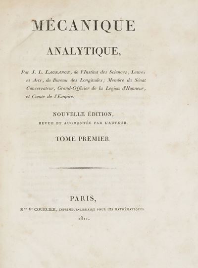 Mécanique Analytique, Par j.L. Lagrange