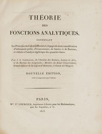 Theorie Des Fonctions Analytiques, Contenant Les Principes Du Calcul Differentiel