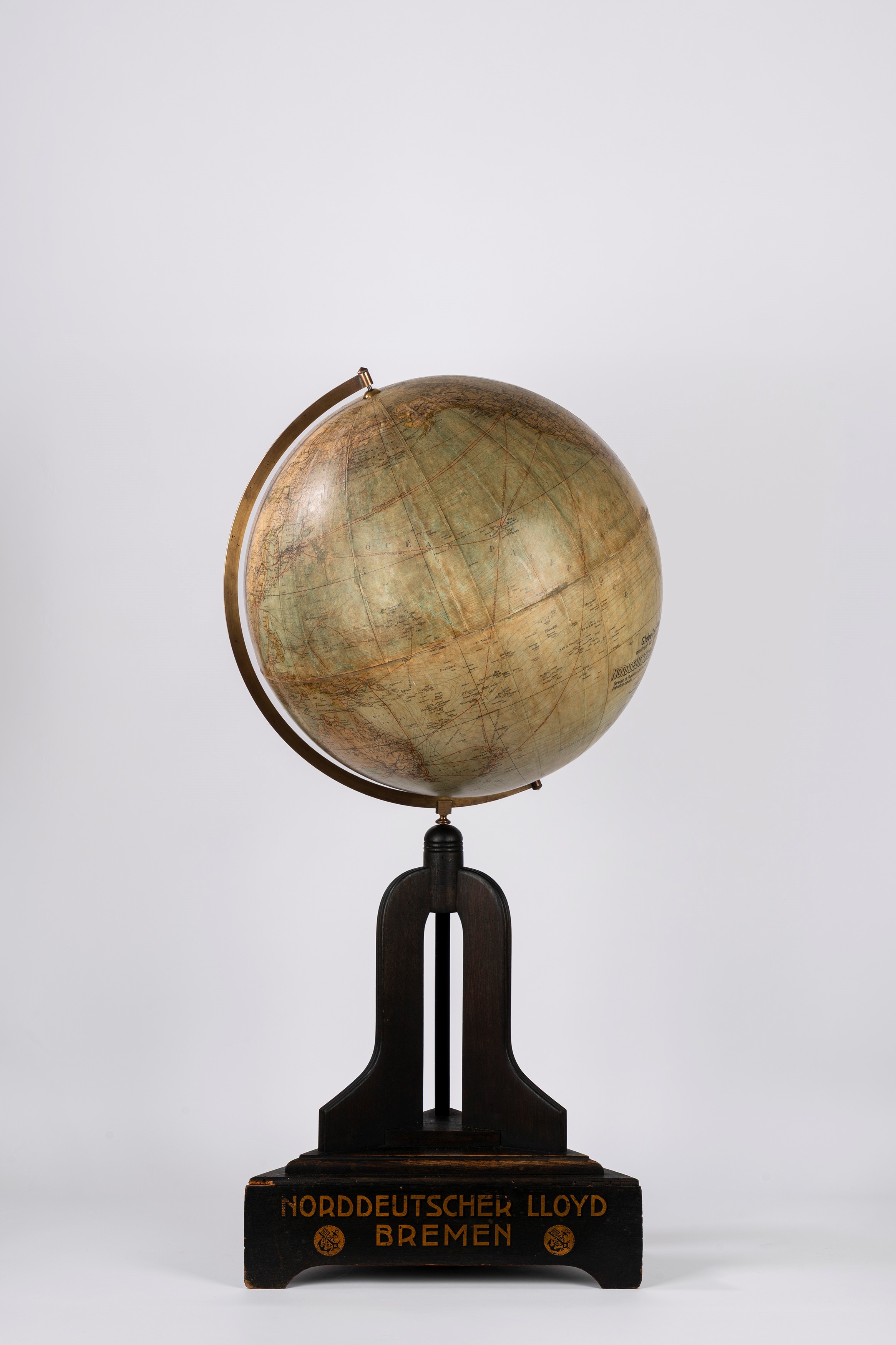 Norddeutscher Lloyd, Weltverkehrs-Globus (globo terrestre pubblicitario con rotte marittime), fin...