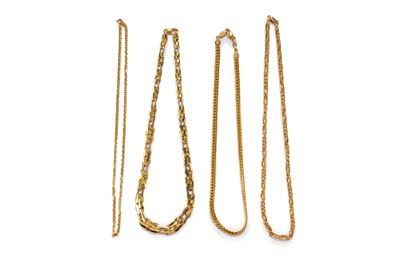 Quattro collane, in oro giallo 18k
