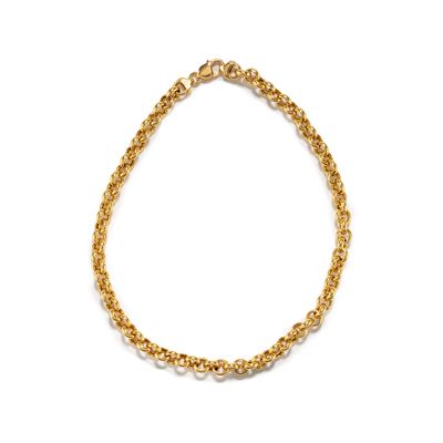 Collana, maglia ad anelli intrecciati in oro giallo 18k