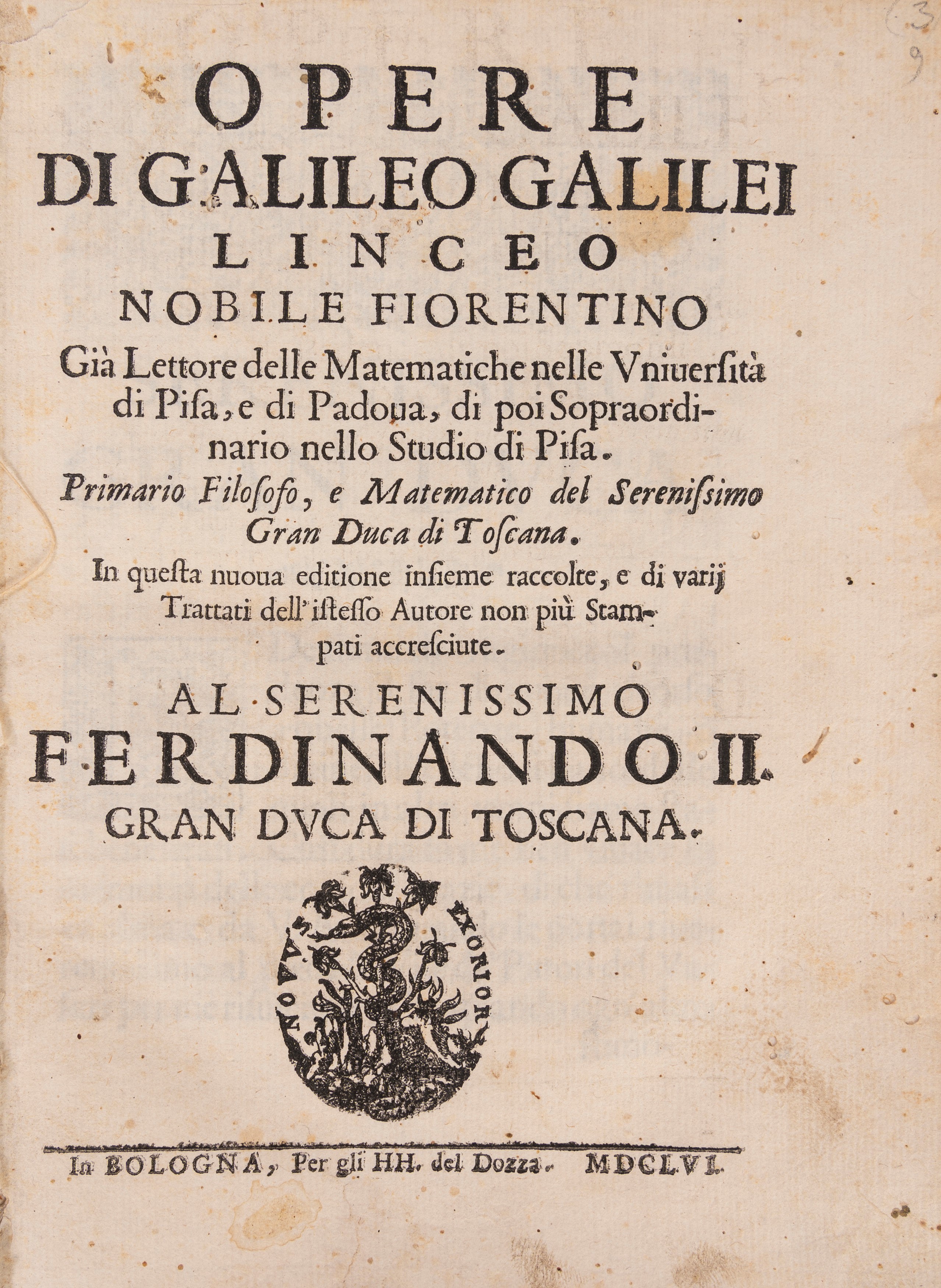 Opere di Galileo Galilei Linceo nobile fiorentino