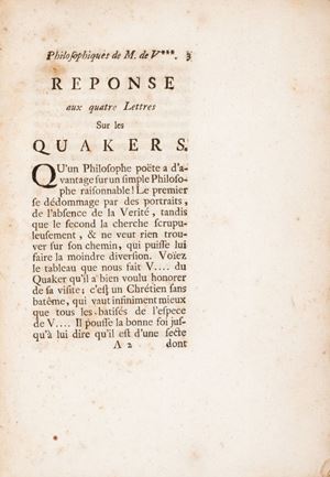 Reponse aux lettres de M. de Voltaire. Suivant la copie de Paris