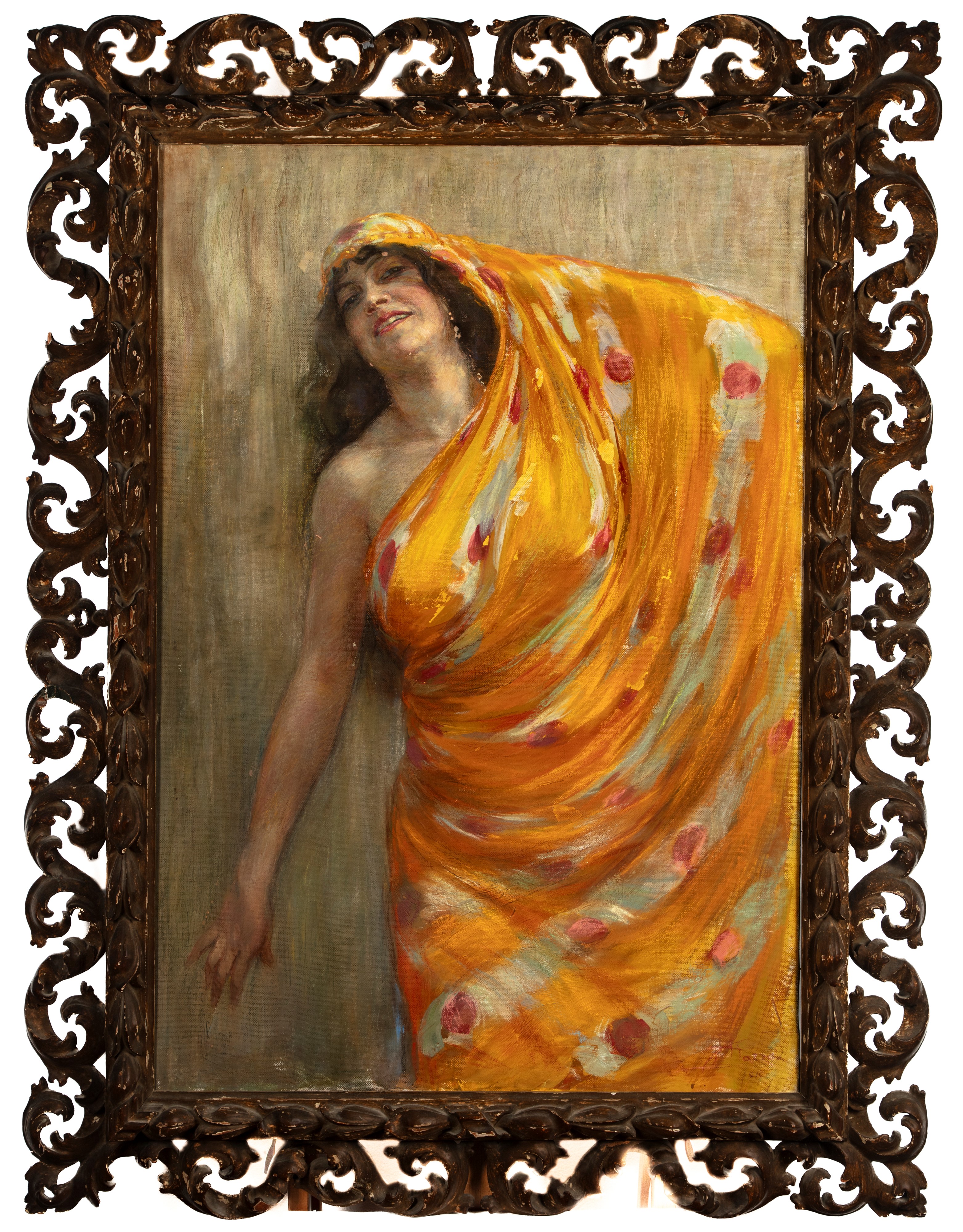 Aldo Mazza - Ritratto di donna orientale, olio su tela (1912)