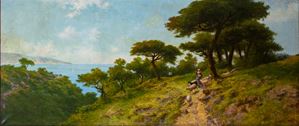 Paesaggio ligure con pastorella