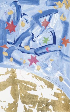 Esemplare n. 33 dei primi 70 corredati da un pochoir originale di Ugo Nespolo.  Venti poesie d'amore e una canzone disperata