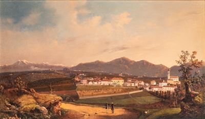 Veduta di Renate, olio su tela
