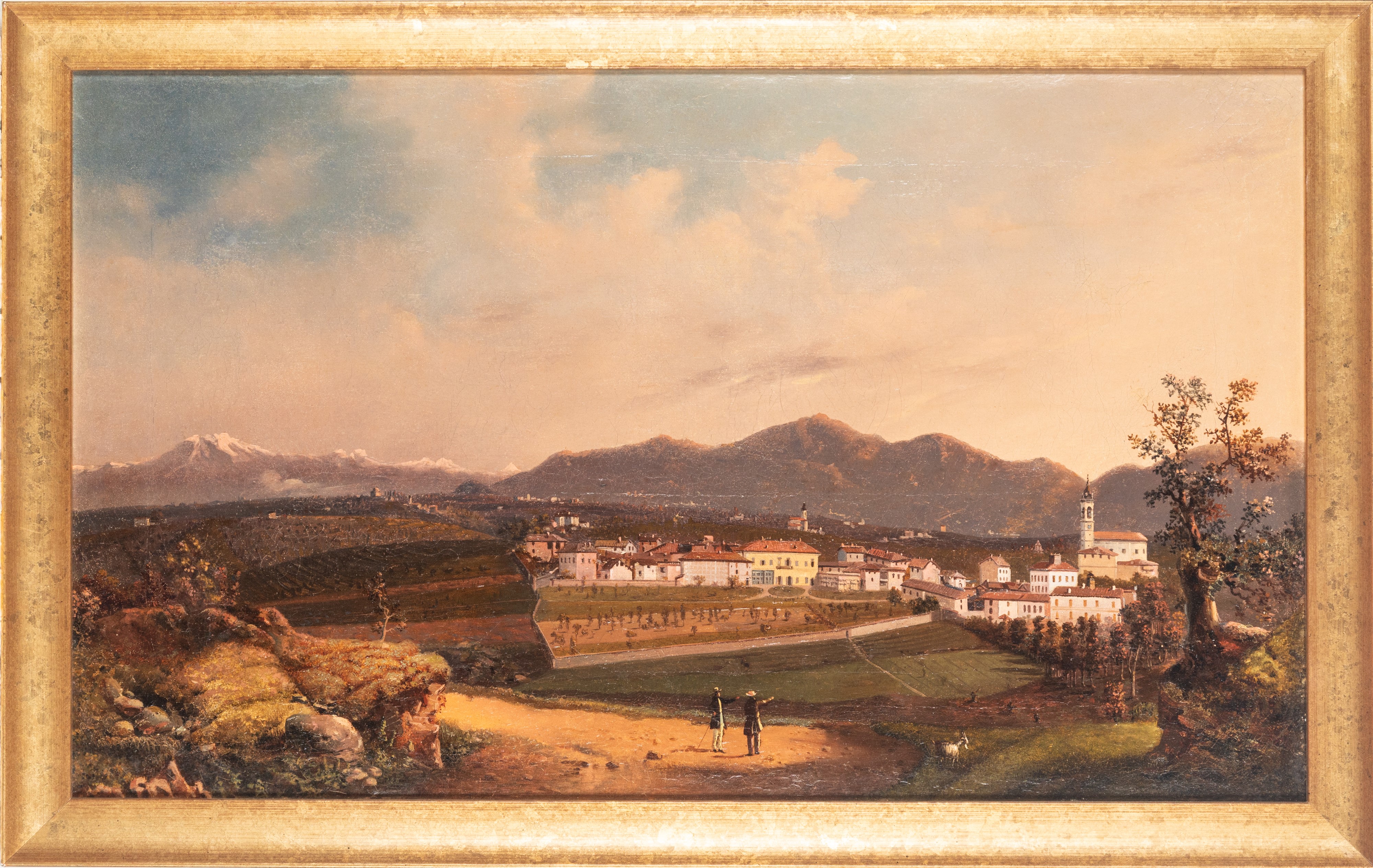Scuola del Secolo XIX - Veduta di Renate, olio su tela
