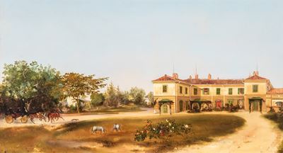 Autore del XIX secolo, Veduta lombarda con villa