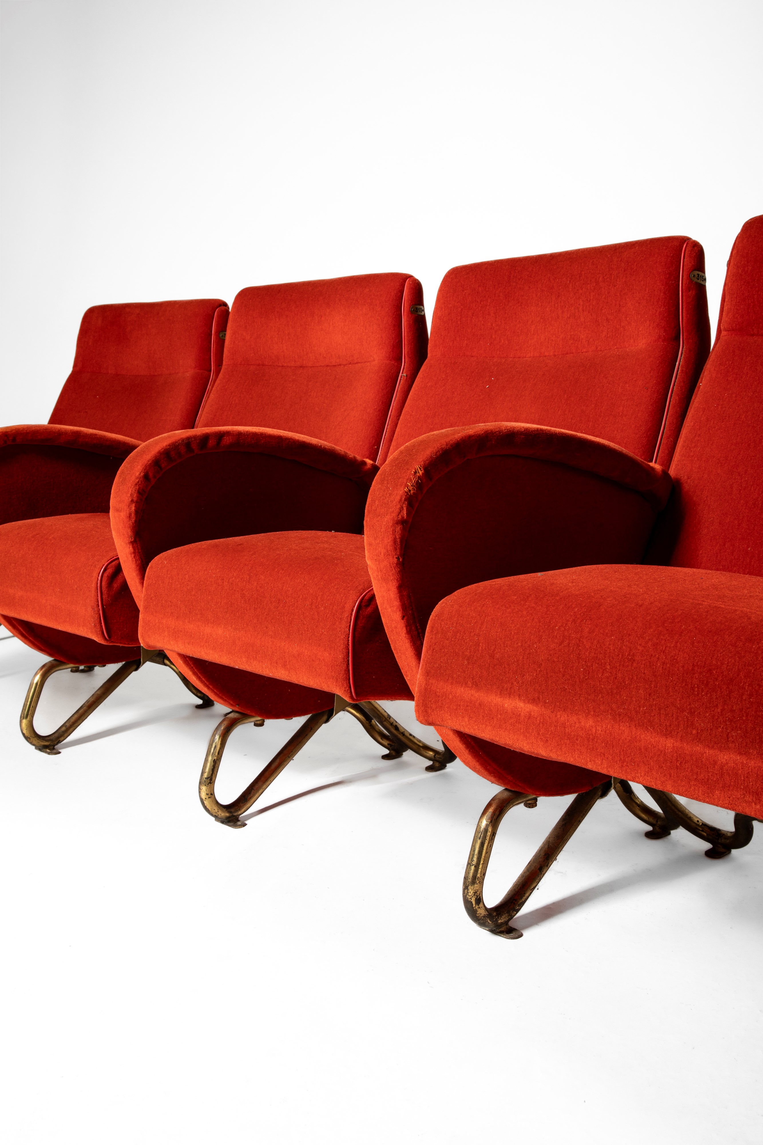 Carlo Mollino - Raro set di sedute per Auditorium Rai di Torino, disegno 1952