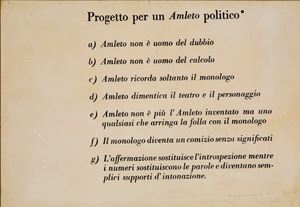 Progetto per un Amleto Politico - Statement