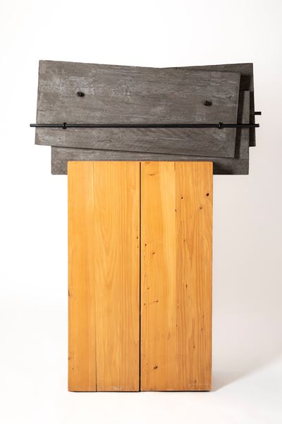 Architetture – Scultura armadio n. 1, cemento su legno e armadio in cipresso