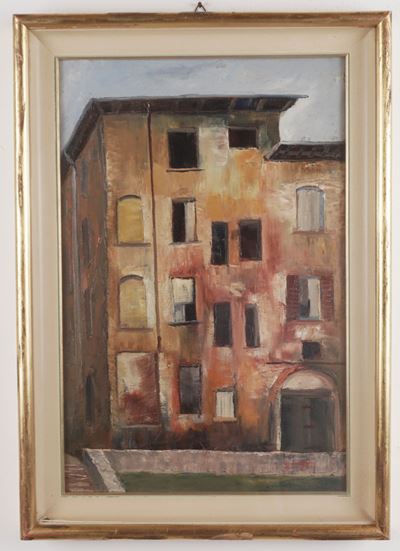 Milano: Vicolo Laghetto, olio su tela