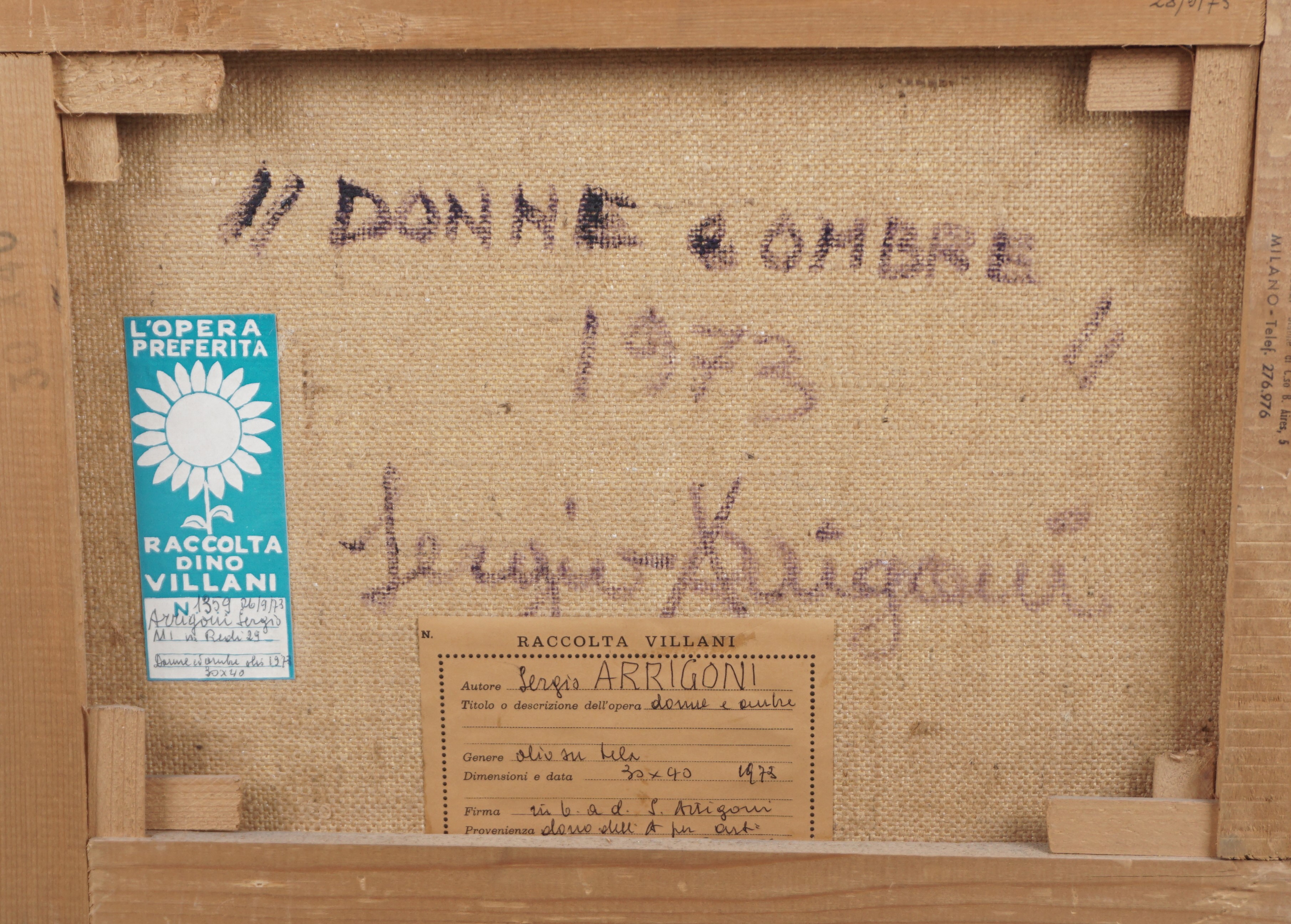 Sergio Arrigoni - Donne e ombre, olio su tela (in cornice), 1973