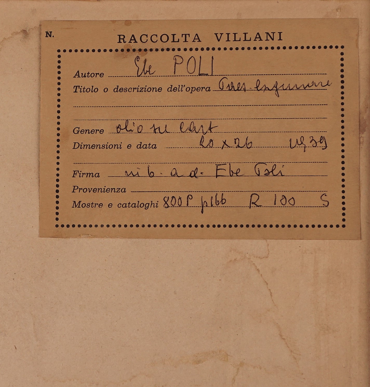 Ebe Poli - Paesaggio lagunare, olio su cartone (1939)