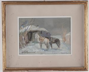 Horses in the snow