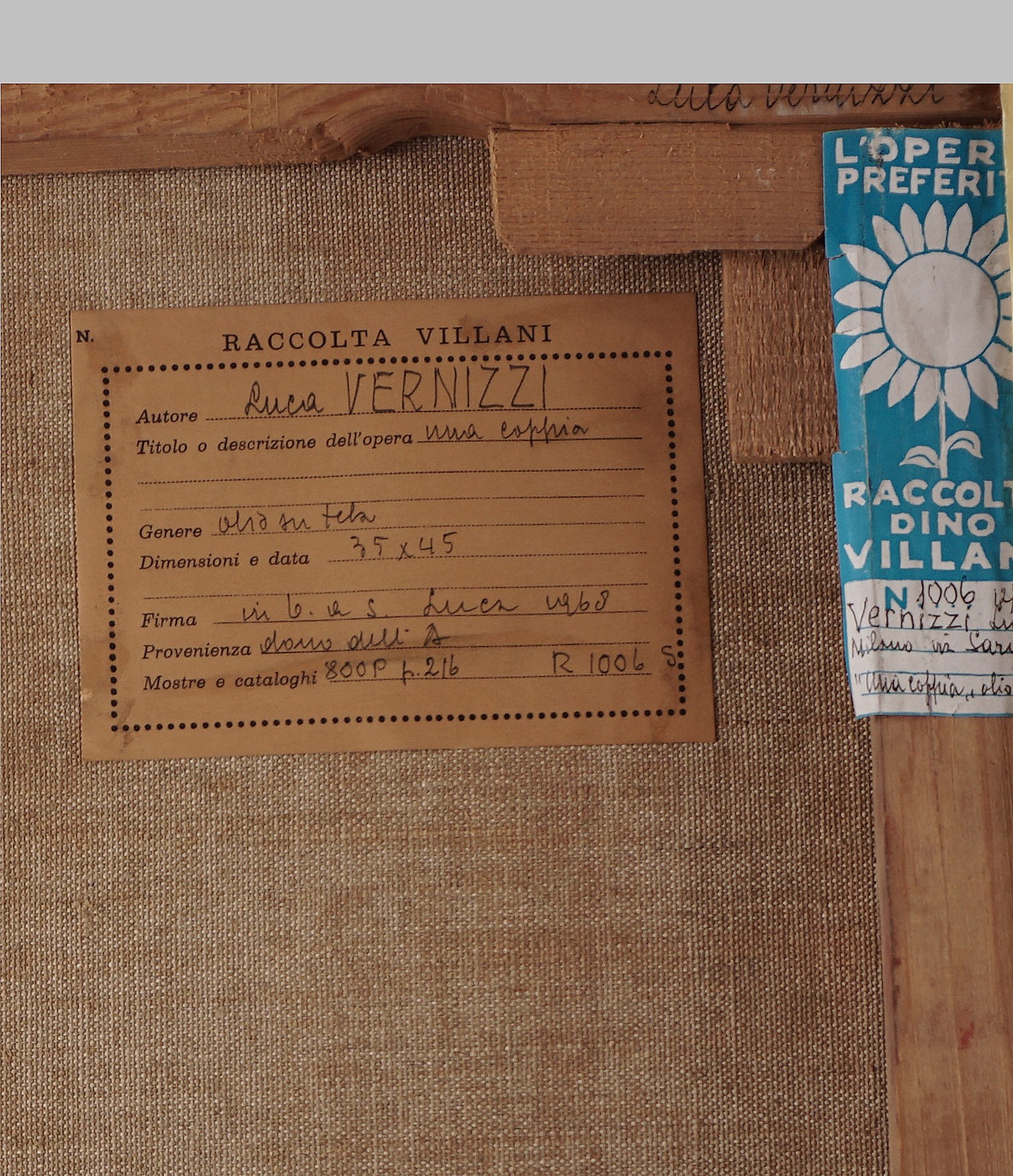 Luca Vernizzi - Una coppia, olio su tela (in cornice) datato 1968