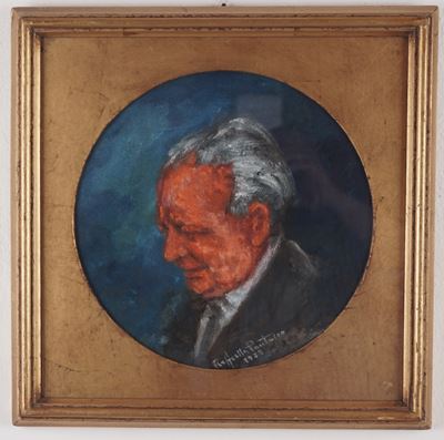 Ritratto, olio su tela circolare in cornice (1973)