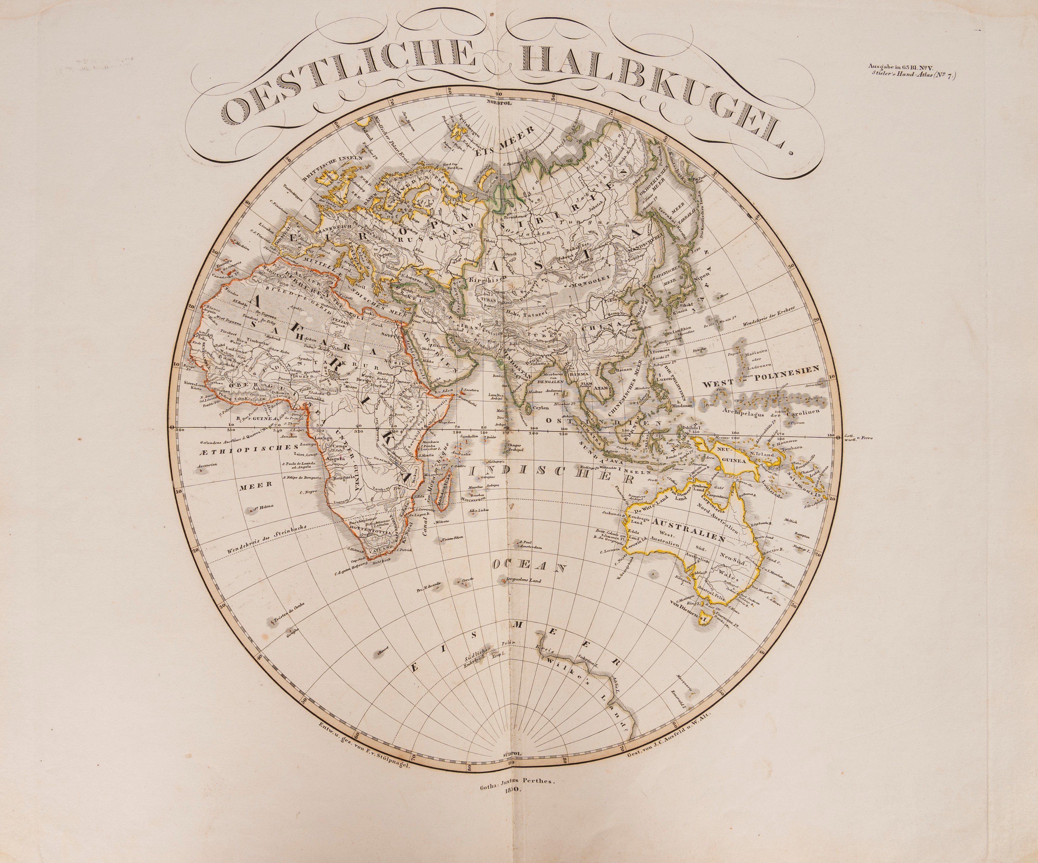 Adolf Stieler - Hand-Atlas über alle Theile der Erde nach dem neuesten Zustande und über des Welt...
