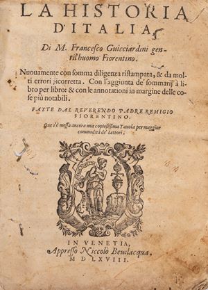 La Historia d'Italia [...] Nuovamente con somma diligenza ristampata, & da molti errori ricorretta.