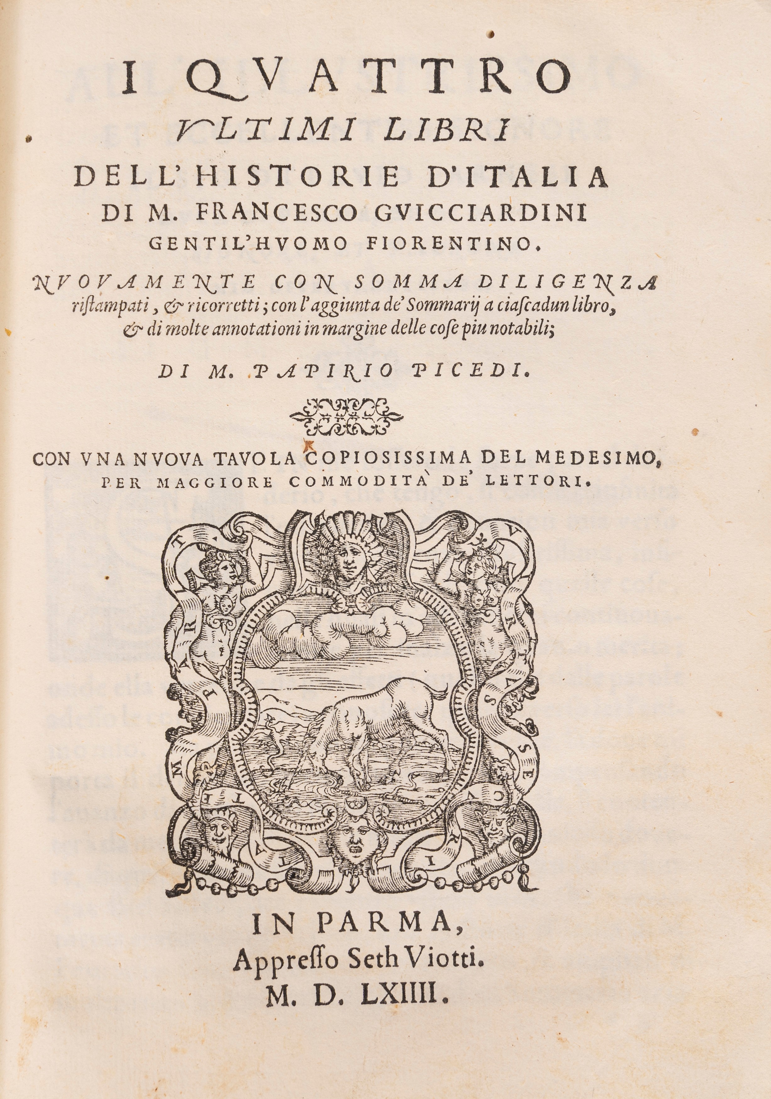 La Historia d'Italia [...] Nuovamente con somma diligenza ristampata, & da molti errori ricorrett...