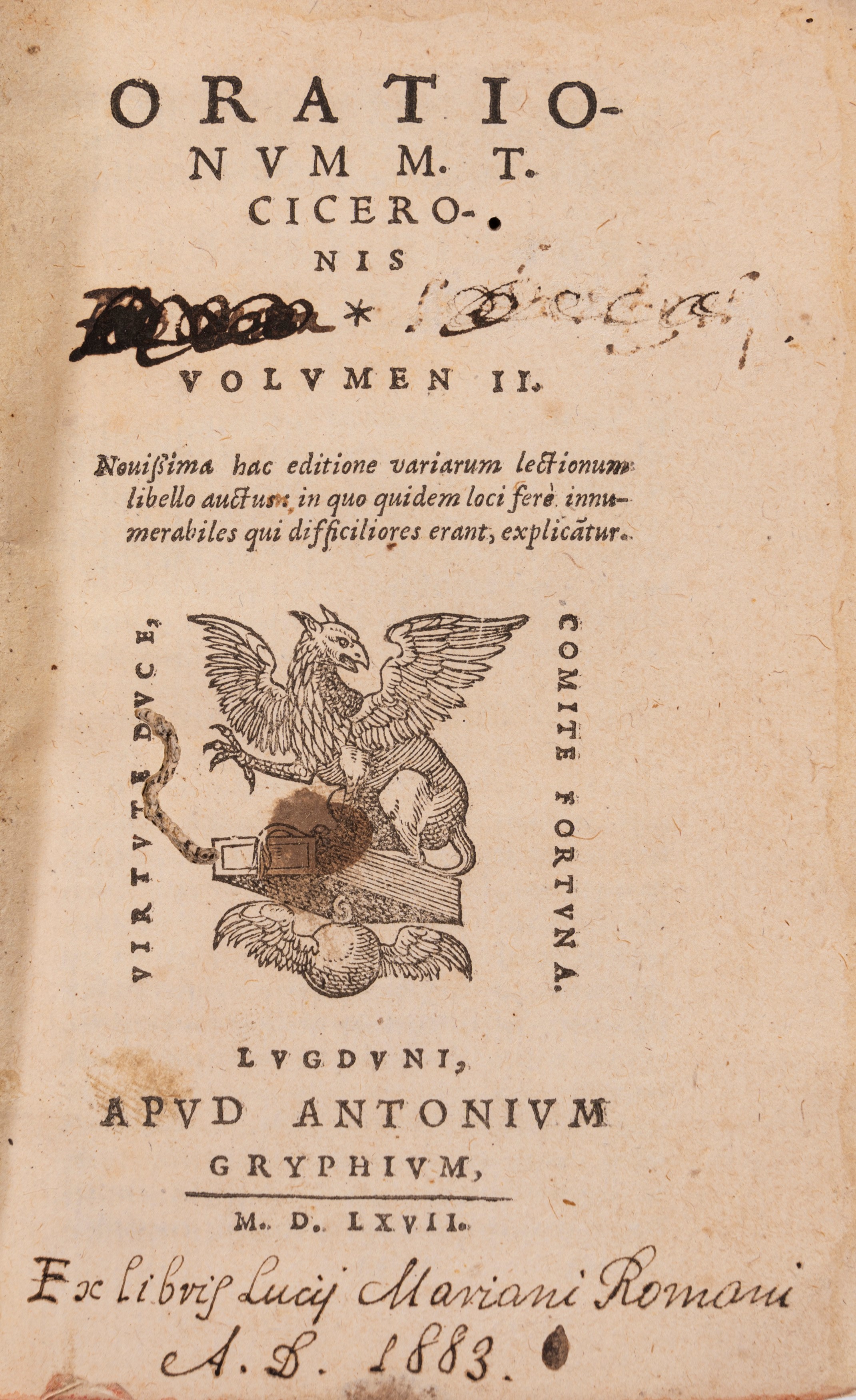 Orationum Pars I cum correctionibus Pauli Manutii