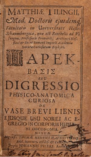 Parekbasis seu Digressio physico-anatomica curiosa de vase brevi lienis ejusque usu nobili ac egregio in corporis humani oeconomia