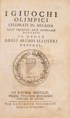 I giuochi Olimpici celebrati in Arcadia nell'ingersso dell'Olimpiade DCXXXIII