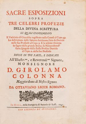 Sacre esposizioni sopra tre celebri profezie della Divina Scrittura