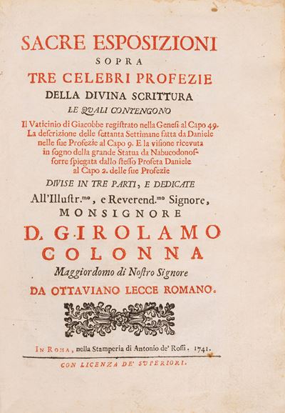 Sacre esposizioni sopra tre celebri profezie della Divina Scrittura