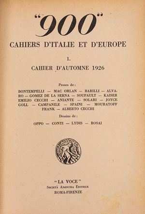 900. Cahiers d&rsquo;Italie et d&rsquo;Europe 