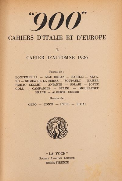 Cahiers d’Italie et d’Europe (collezione della rivista), 1926-1927