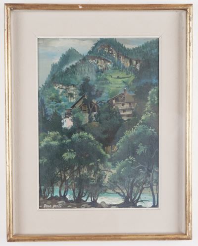 Paesaggio di Valsesia, olio su masonite