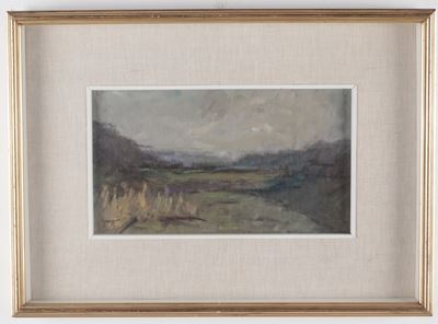 Paesaggio lombardo, olio su cartone