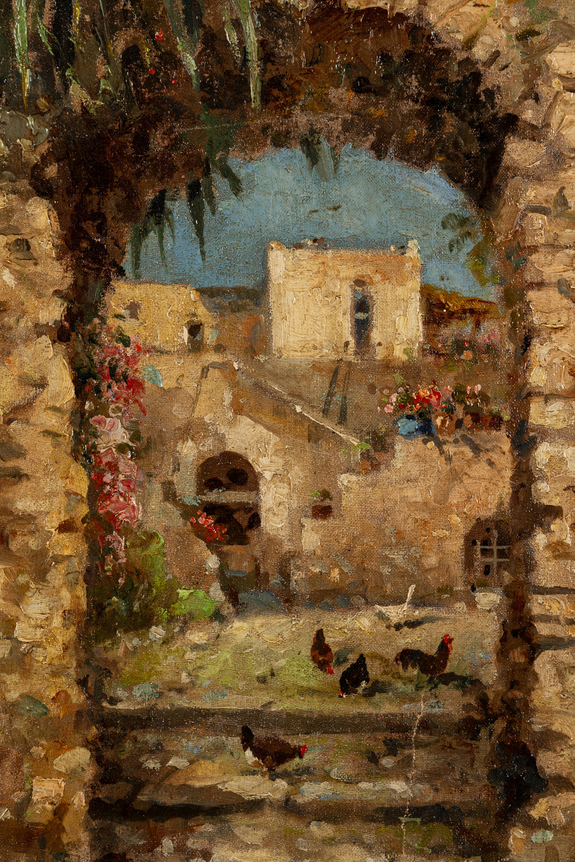 Scuola Napoletana, Prima Metà del XX Secolo - G. Gianni, Paesaggio con casolare, olio su tela